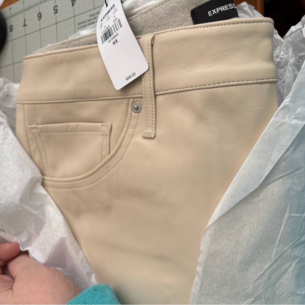 Cream color “leather” pants size 14R